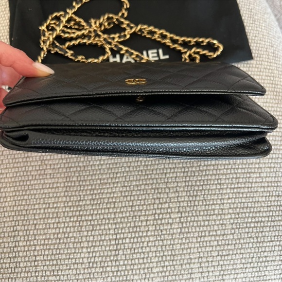 CHANEL Caviar Quilted Wallet on Chain WOC in Black - Picture 8 of 15
